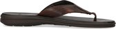 Manfield - Heren - Donkerbruine leren slippers - Maat 45