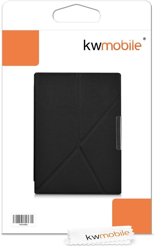 kwmobile e-reader hoesje geschikt voor Kobo Aura H2O Edition 1 hoes - Ereader flip case met standaard - E reader cover van kunstleer - In zwart van Merkloos — afbeelding 2