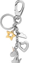 Navaris sleutelhanger met eenhoorn - Sleutelhanger met unicorn, hart, ster en wolk - Zilver en goud - Met sleutelring en karabijnhaak