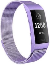 Milanees Smartwatch bandje - Geschikt voor  Fitbit Charge 4 Milanese band - lila - Maat: L - Horlogeband / Polsband / Armband