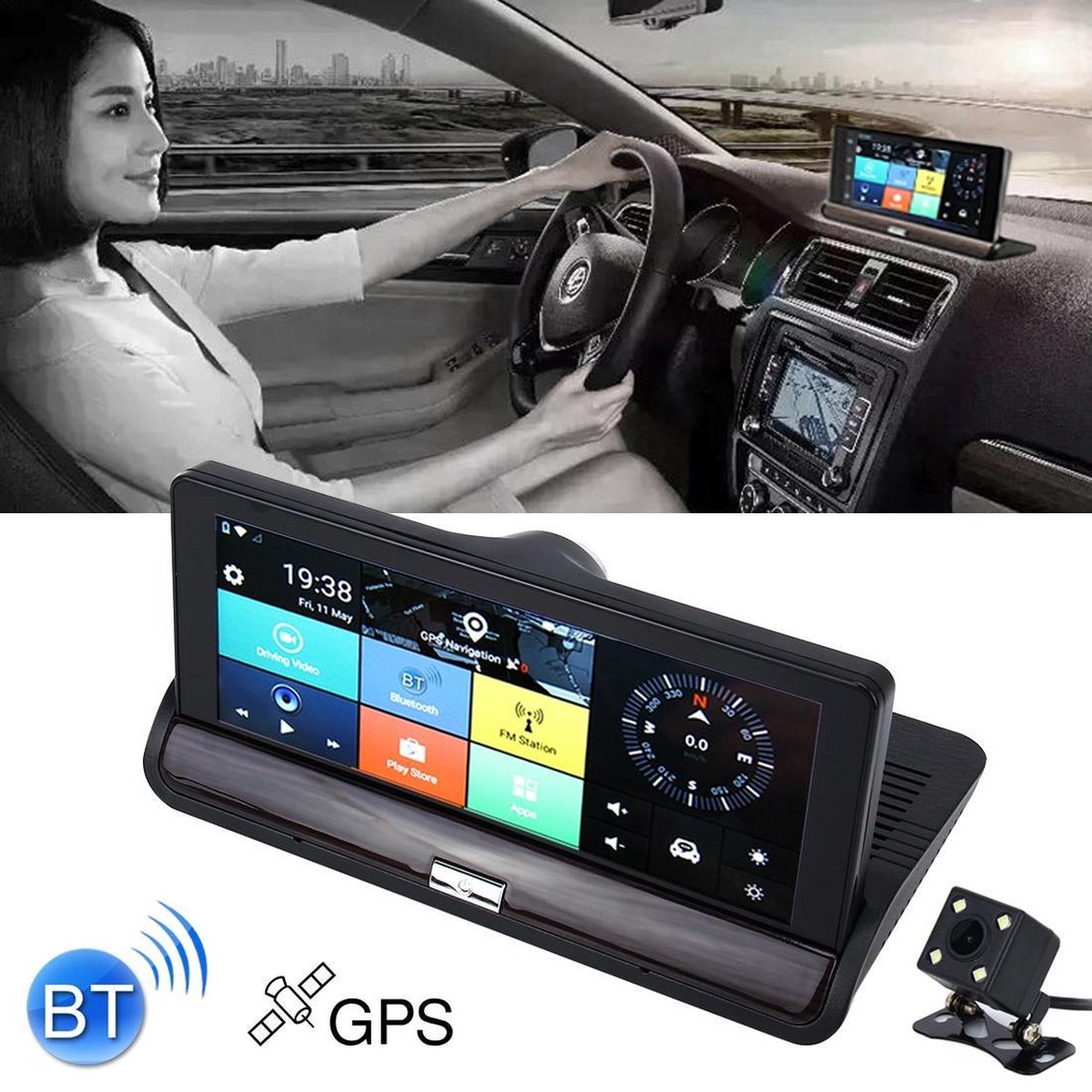 7 inch auto DVR achteruitkijkspiegel Dual Camera WiFi GPS rijden videorecorder Bluetooth handsfree auto Dash Cam - Merkloos