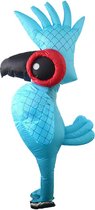 KIMU® Opblaasbaar paradijsvogel kostuum blauw - opblaaspak vogel papegaai pak - opblaasbare mascotte