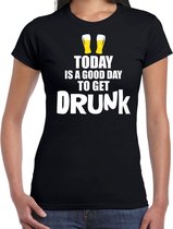 Zwart fun t-shirt good day to get drunk - dames -  Drank / festival shirt / outfit / kleding L