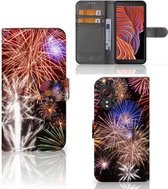 Portemonnee Hoesje Geschikt voor Samsung Galaxy Xcover 5 | Xcover 5 Enterprise Edition Smartphone Hoesje Kerstcadeau Vuurwerk