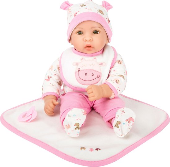 Poupée bébé aux vêtements roses - Hanna - Avec chapeau, bavoir