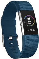 By Qubix - Geschikt voor fitbit Charge 2 sportbandje - Maat: Large - Donkerblauw - Smartwatch Band - Horlogeband - Polsband