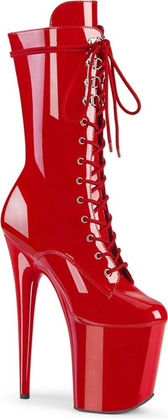 Pleaser - FLAMINGO-1050 Plateau Laarzen - Paaldans schoenen - 37 Shoes - Rood