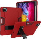 Voor iPad Pro 12.9 (2018) / (2020) Contrasterende kleur siliconen + pc-beschermhoes met houder (rood + zwart)