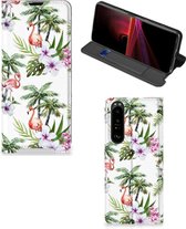Hoesje met naam Sony Xperia 1 III Telefoonhoesje Flamingo Palms
