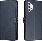Voor Samsung Galaxy A32 4G Stiksels Stijl 2-Kleur Koe Textuur Horizontale Flip PU Lederen Case met Houder & Kaartsleuf & Lanyard (Blauw)