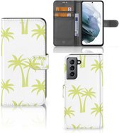 Magnet Case Geschikt voor Samsung Galaxy S21 FE Telefoonhoesje Palmtrees