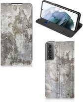 Telefoon Hoesje Geschikt voor Samsung Galaxy S21 FE Flipcover Beton