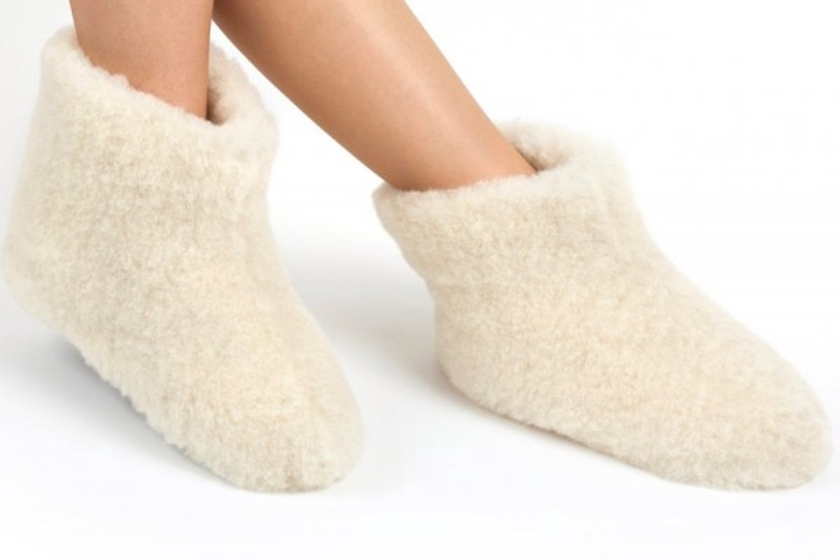 WoolWarmers Dolly creme/wit Wollen Sloffen maat 38