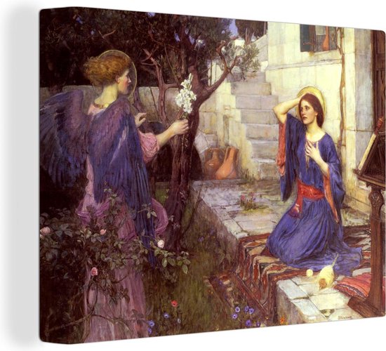 Canvas Schilderij The annunciation - schilderij van John William Waterhouse - 40x30 cm - Wanddecoratie