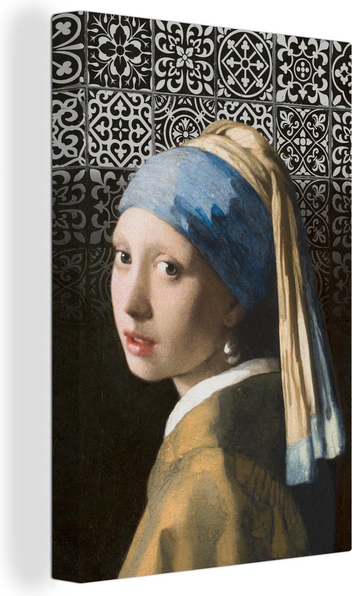 Canvas Schilderijen Meisje met de parel Johannes Vermeer Delfts blauw 20x30 cm Canvas Schilderijen Meisje met de parel Johannes Vermeer Delfts blauw 20x30 cm