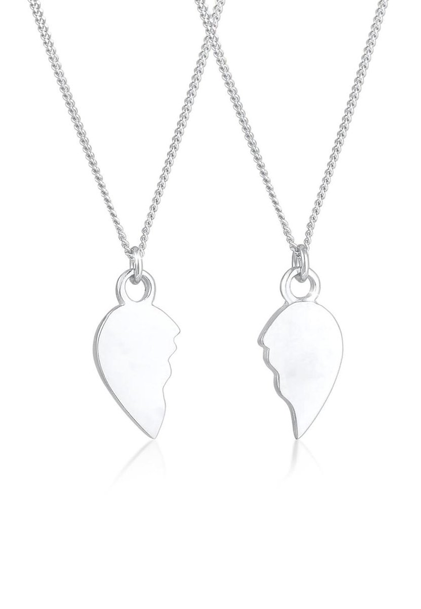 Elli - Halsketting - Dames Set Heart Hanger Half Girlfriend Partner Bond Love in 925 Sterling Zilver - Dames