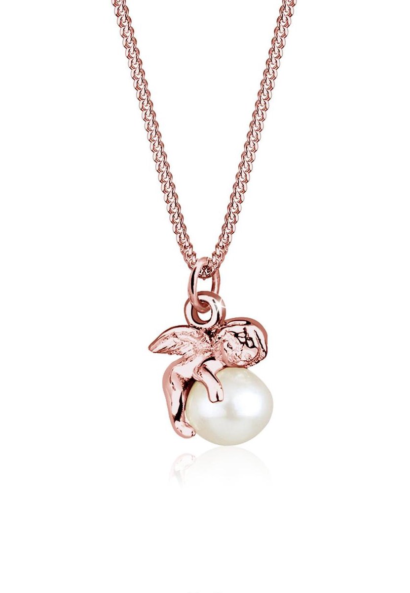 Elli - Halsketting - Dames Engel met zoetwater gekweekte parel in 925 Sterling Zilver - Dames