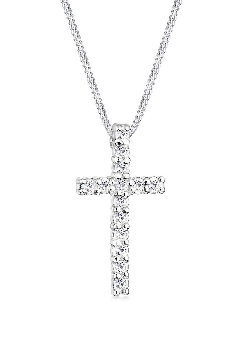 Elli - Halsketting - Dames Kruis Hanger Elegant met Kristallen in 925 Sterling Zilver - Dames