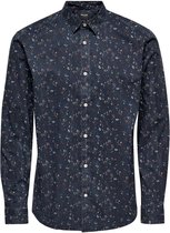 Only & Sons Overhemd Onssander Life Ls Stretch Aop Shirt 22019786 Dark Navy Mannen Maat - M