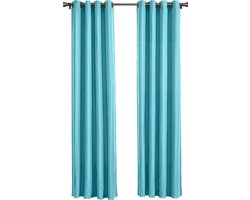 Larson - Luxe effen blackout gordijn - met ringen - 3m x 2.5m - Turquoise