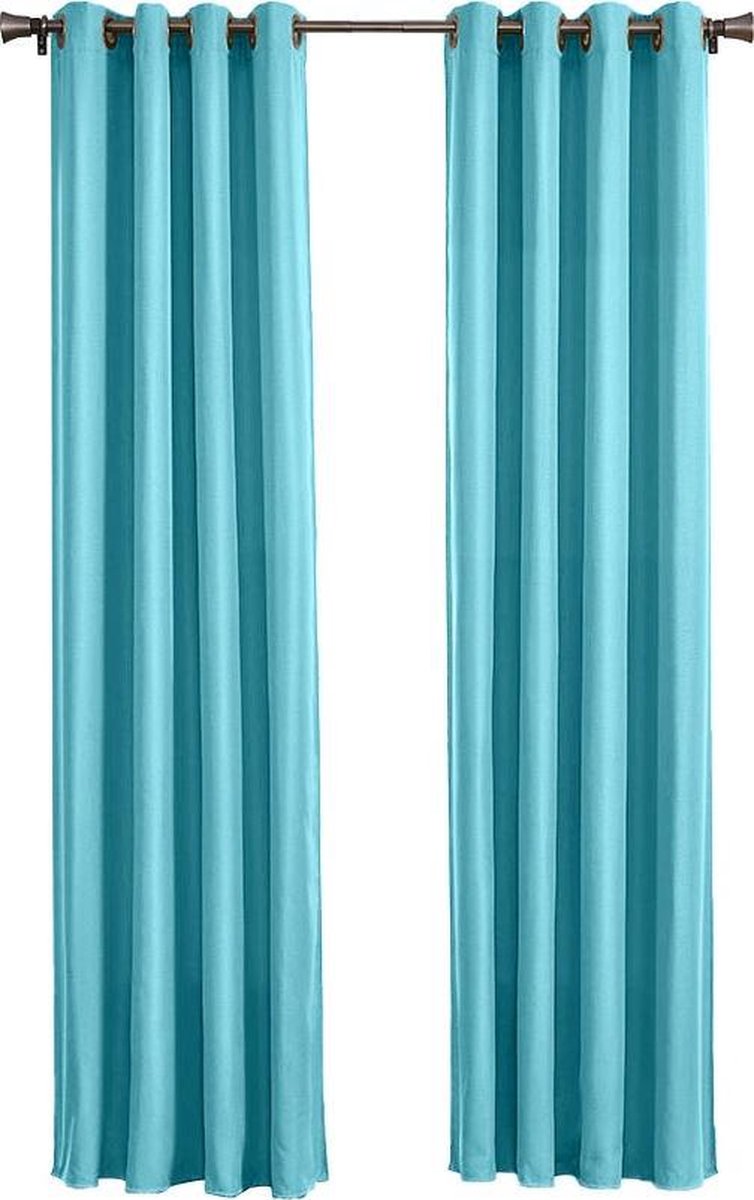 Larson - Luxe effen blackout gordijn - met ringen - 3m x 2.5m - Turquoise