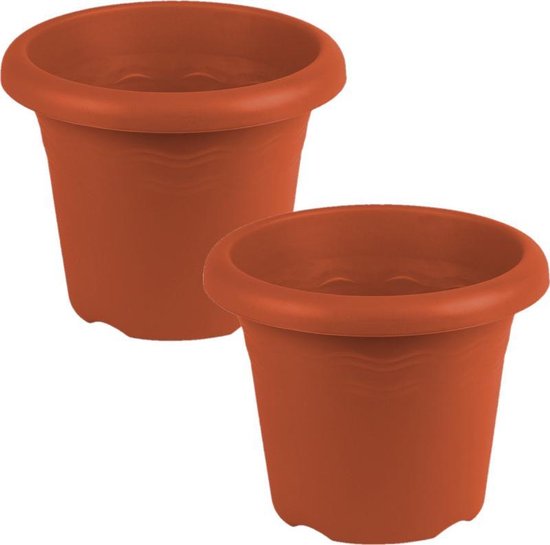 Set de 2 pièces en terre cuite pots de plante rond / pots de fleurs en  matière... | bol.com