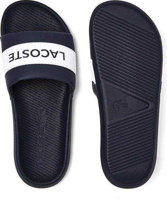 Lacoste Croco Slide Heren Slippers - Navy/Wit - Maat 40.5 | bol.com