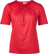 Dames korte mouwen shirt plooien Rood | Maat L