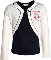 Meisjes vest offwhite, marine detail | Maat 104/ 4Y