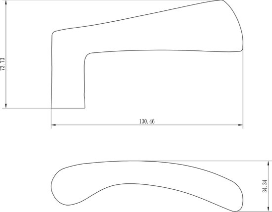 Technische tekening van een deurklink.
