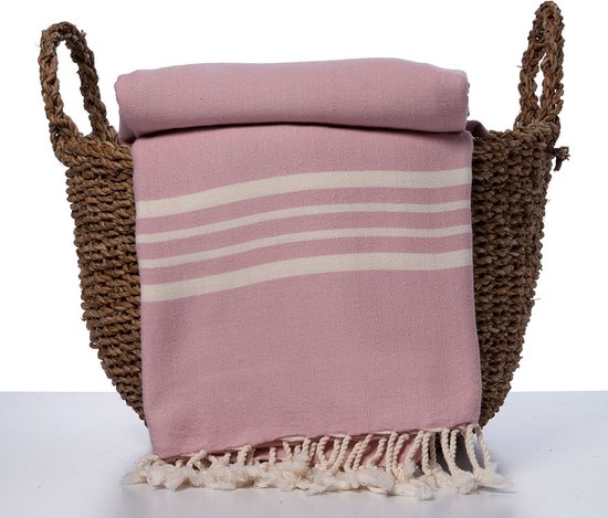 Foto: Hamamdoek krem sultan xxl rose pink 220x170cm 220x170cm xxl strandlaken tweepersoons strandlaken 2 persoons stranddoek picknickkleed festivalkleed plaid hamamdoek groot