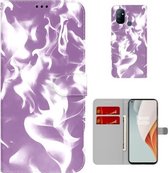 Voor OnePlus Nord N100 Cloud Fog Pattern Horizontal Flip Leather Case met Houder & Card Slot & Wallet (Paars)