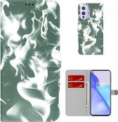 Voor OnePlus 9 Cloud Fog Pattern Horizontal Flip Leather Case met Houder & Kaartsleuf & Portemonnee (Donkergroen)