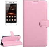 Voor Huawei Y5 II Litchi Texture Horizontale Flip Leren Case met Magnetische Gesp & Houder & Kaartsleuven & Portemonnee (Roze)