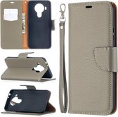 Voor Nokia 5.4 Litchi Texture Pure Color Horizontale Flip Leren Case met Houder & Kaartsleuven & Portemonnee & Lanyard (Grijs)