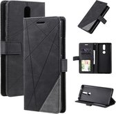 Voor Nokia 2.4 Skin Feel Splicing Horizontale flip lederen tas met houder & kaartsleuven & portemonnee & fotolijst (zwart)