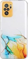 Voor Xiaomi Redmi Note 10 4G hol marmerpatroon TPU nauwkeurig gat beschermhoes (geel)