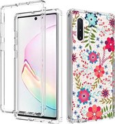 Voor Samsung Galaxy Note 10 2 in 1 hoog transparant geverfd schokbestendig PC + TPU beschermhoes (kleine bloemen)