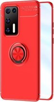 Voor Huawei P40 Lenuo schokbestendige TPU beschermhoes met onzichtbare houder (rood)