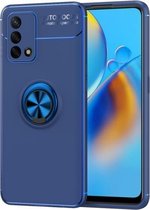 Voor OPPO K9 metalen ringhouder 360 graden roterende TPU-hoes (blauw + blauw)