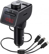 Q18S multifunctionele auto dubbele USB-oplader MP3-muziekspeler Bluetooth FM-zender met 3 in 1 kabel (zwart)