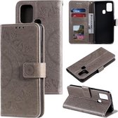 Voor Samsung Galaxy M31 Totem Bloem Reliëf Horizontale Flip TPU + PU lederen tas met houder & kaartsleuven & portemonnee (grijs)