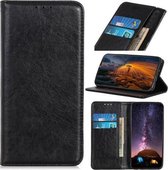 Voor OnePlus 9R Magnetische Crazy Horse Texture Horizontale Flip Leren Case met Houder & Kaartsleuven & Portemonnee (Zwart)