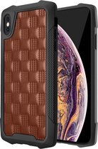 3D reliëf PU + PC + TPU skidproof schokbestendig hoesje voor iPhone XS / X (bruin)