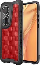 Voor Huawei P50 Pro 3D reliëf PU + PC + TPU Skidproof schokbestendig hoesje (rood)