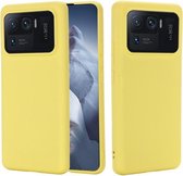 Voor Geschikt voor Xiaomi Mi 11 Ultra-effen kleur Vloeibare siliconen valbestendige volledige dekking beschermhoes (geel)