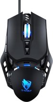 T-WOLF G530 USB-interface 7-knoppen 6400 DPI bedrade muis Mechanische gaming-macrodefinitie 4-kleuren ademende gamingmuis, kabellengte: 1,5 m (zwart)