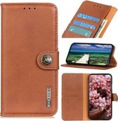 Voor OPPO A55 5G / A53s 5G KHAZNEH koeienhuid textuur horizontale flip lederen tas met houder & kaartsleuven & portemonnee (bruin)