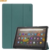 ENKAY PU-leer + plastic smartcase met drievoudige houder voor Amazon Fire HD 10/10 Plus (2021) (groen)