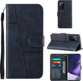 Voor Samsung Galaxy Note20 Ultra Stiksels Kalf Textuur Gesp Horizontale Flip Leren Case met Houder & Kaartsleuven & Portemonnee & Lanyard (Blauw)